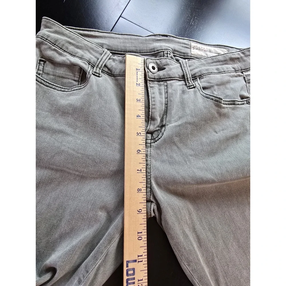 Pistola P6268 Moto Skinny Jeans Gray Size 28‎ Ribbed Knee Detail Stretch Denim